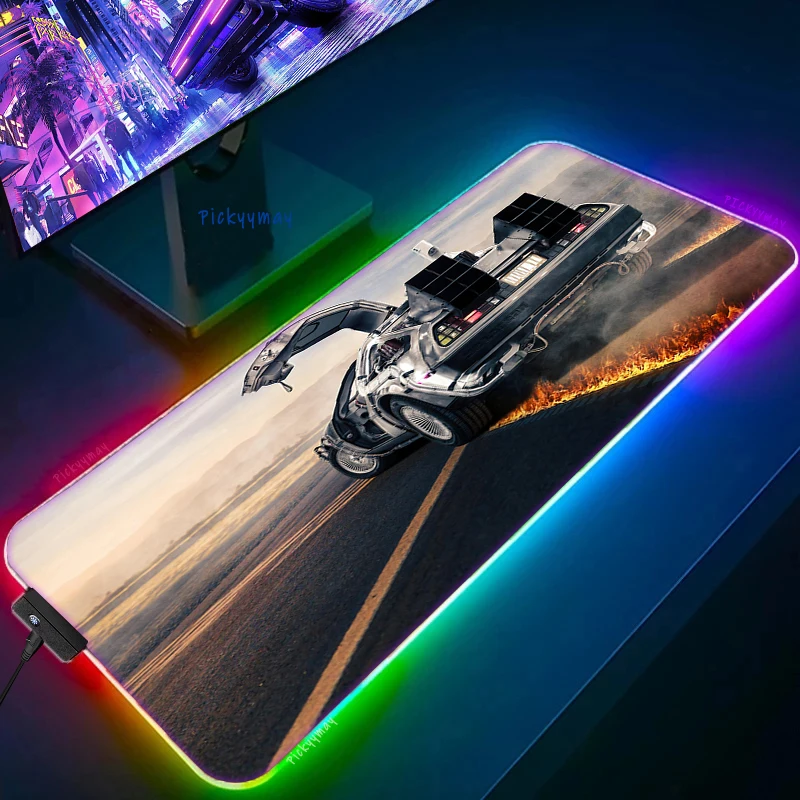 Imagem -04 - Volta para o Carro do Futuro Grande Rgb Led Mouse Pad Luminosas Desk Pads Gaming Mousepad Gamer Mat pc Keyboard Mats Xxl de