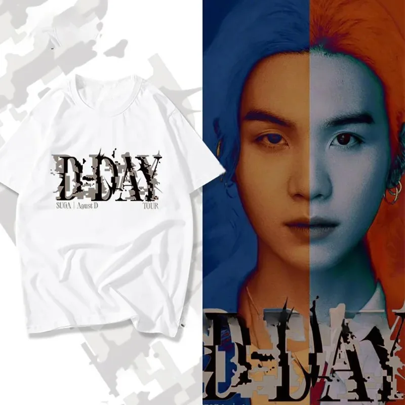 Kpop Suga Agust D D-DAY T-shirt Summer Women\'s Cotton Clothing Fashion Top T-shirt Casual Solid Y2K Street Clothing