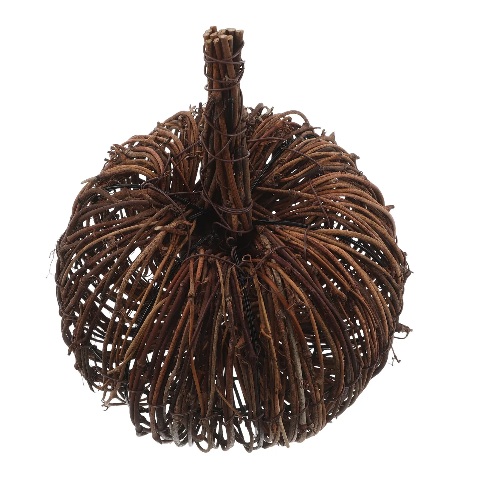 

2Pcs Hollow Rattan Pumpkin Decor Woven Rustic Pumpkin Ornaments for Halloween Thanksgiving Fall Harvest Table Decoration 25Cm
