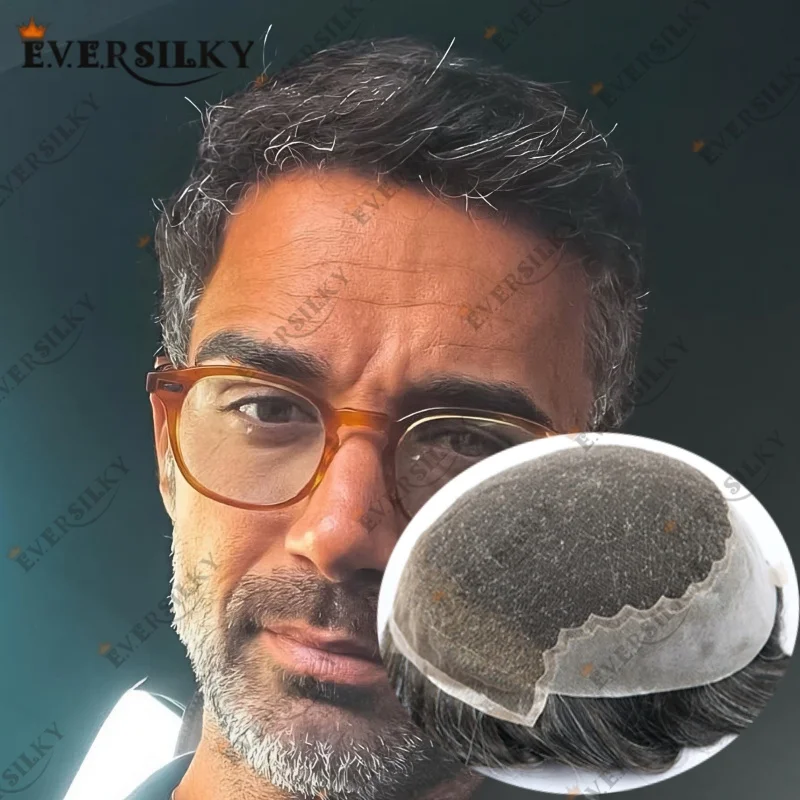 

130% Плотность Высокая плотность Черный Серый Коричневый Блондинка Швейцарский кружевной и завязанный парик из искусственной кожи 1B20 1B65 Q6 Мужской протез для волос Мужской парик