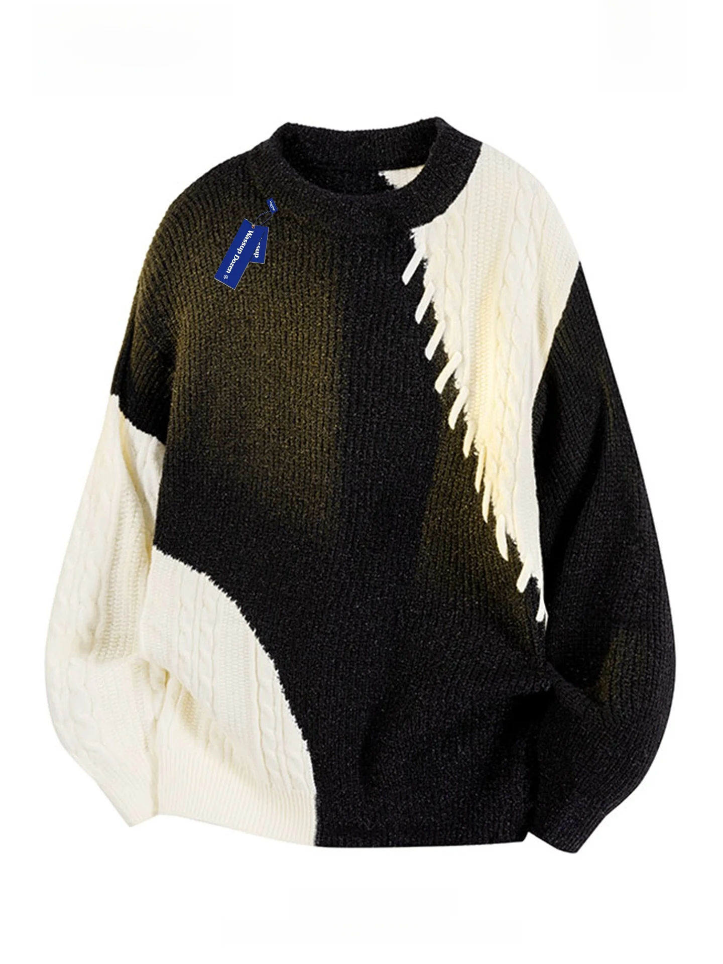 

Wassup Dozen American Sle вязаный свитер мужской винтажный круглый необычный цветной блузка повседневный длинный свитер све