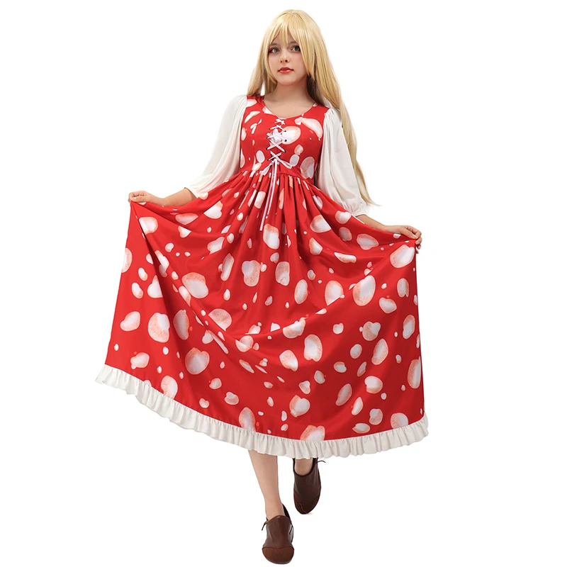 

WENAM Original Design Cute Mushroom Lolita Dress Women's Loose Red Printed Tank Dress Renaissance Cottagecore Clothing Christmas