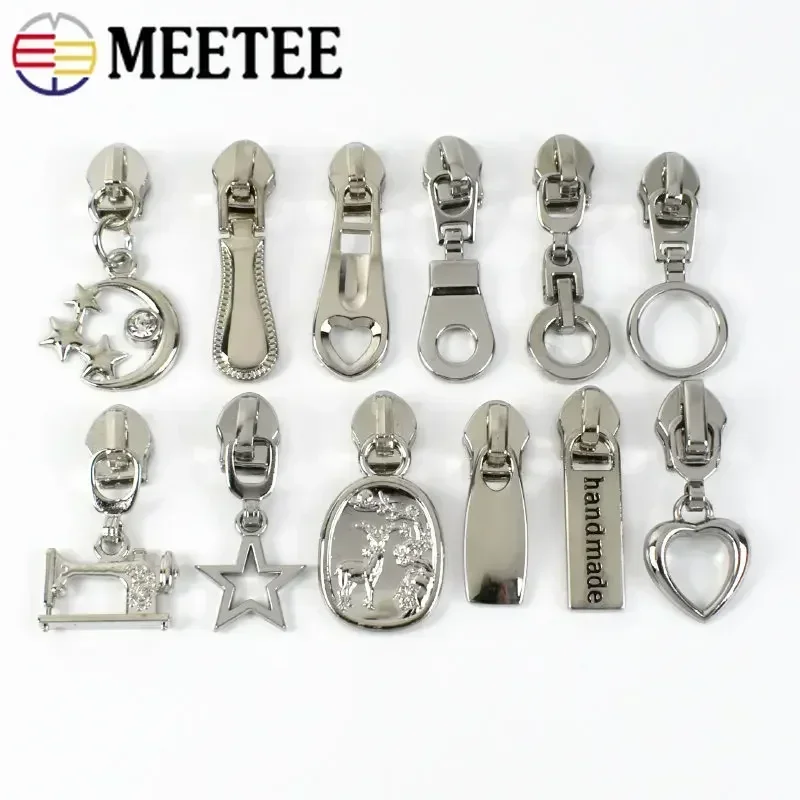 10 قطع 5 #   سحاب معدني المتزلجون لسحابات النايلون بواسطة متر حقيبة الخياطة السحابات تسحب محفظة الرمز البريدي رؤساء طقم تصليح DIY الملحقات