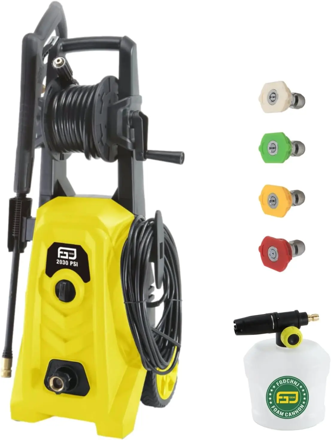 Power Washer 2030PSI 1.76GPM Portable Car Pressure Washer with Spray Gun and Foam Cannon 1800W