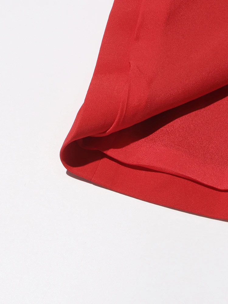 TWOTWINSTYLE Solid Minimalist Dresses For Women Notched Collar Sleeveless High Waist Spliced Belt Dress Female Fashion Clothes