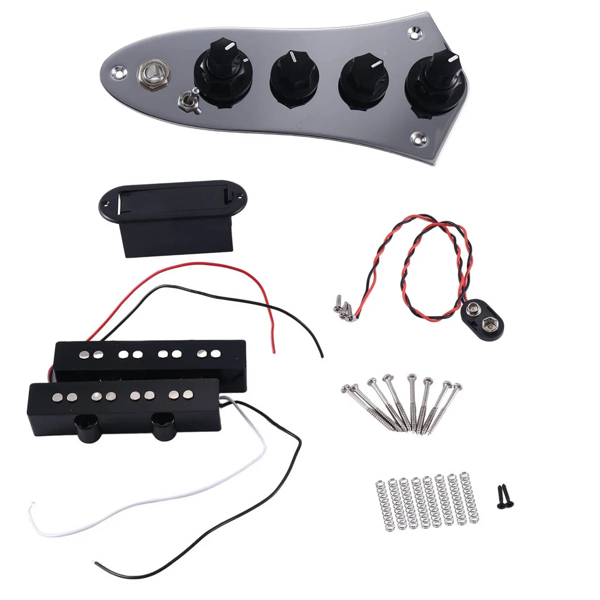 Universal 5 Jazz JB-08 Bass Loaded Control Plate for 4/5 String Bass Guitar Parts with JB Electric Bass Pickup Effector