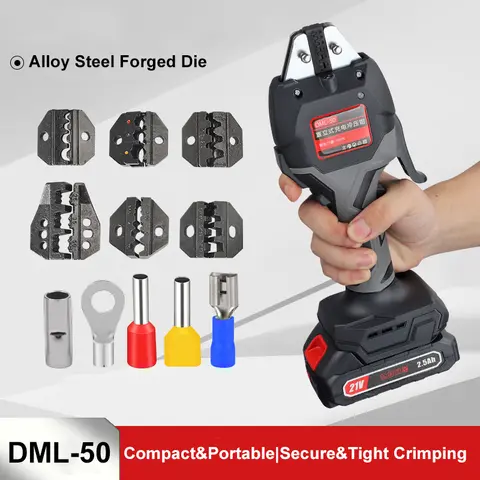 DML-50 Electric Hydraulic Pliers Cordless Hand Held Hydraulic Wire Crimper with Molds Terminal Crimping Tool