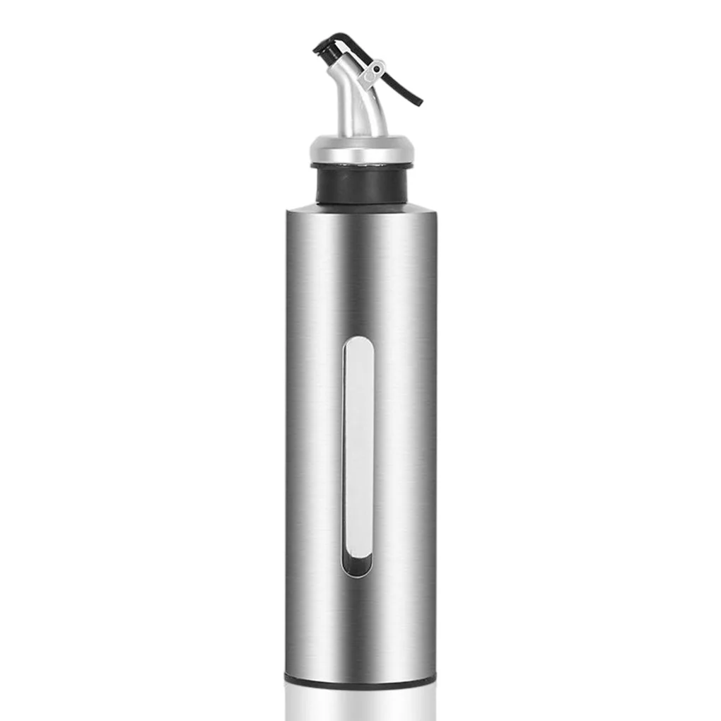 Portable Stainless Oil Bottle Household Vinegar Sauce Holder Dispenser Visual Container Jar Seasoning Roasting 190ml