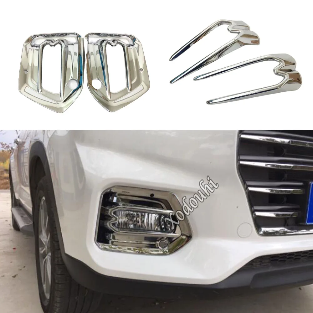 

Car Body Head Front Fog Light Lamp Frame Stick Eyebrow Styling ABS Chrome Cover Trim 2PCs For Hyundai IX35 2018 2019 2020