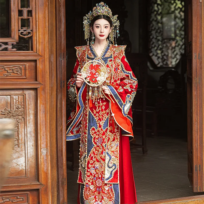 

2024, новая свадебная одежда Hanfu в китайском стиле, улучшенное платье Xiuhe, маленькое платье невесты