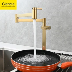 Ciencia Brass Pot Filler Faucet Deck Mount Stove Faucet,Folding Faucet Stretchable Double Joint Swing Arm Rotatable Cold Only