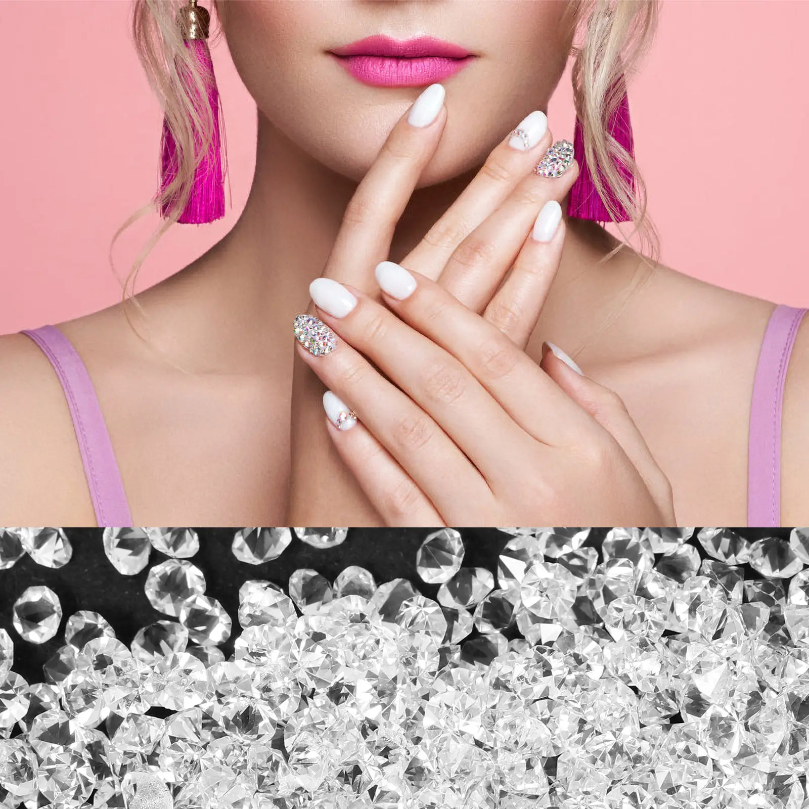 

5Sets Nail Art Glass Charms Sturdy Water Drill Ornaments DIY Manicure Tools Bright Colors Nail Decors for DIY Nails