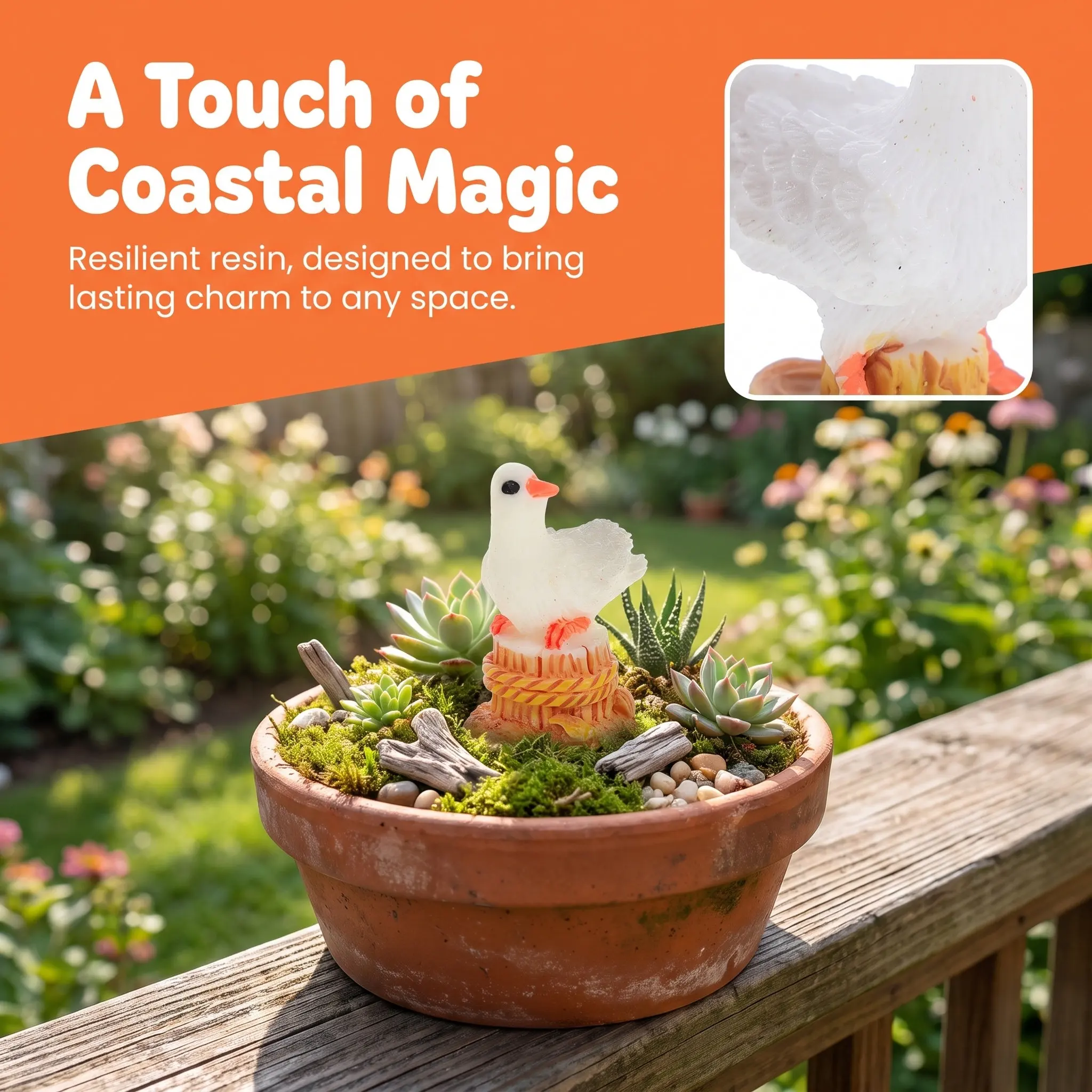 10Pcs Coastal Seagull Statue Resin Nautical Decor for Garden Patio Desk Bookshelf Shelf Bedroom Living Room Stress Relief
