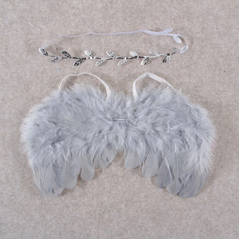 Newborn Photography Feather Angel Wing With Leaf Headband Set Baby Accessories Newborn Baby Souvenirs Photo Props Accessories