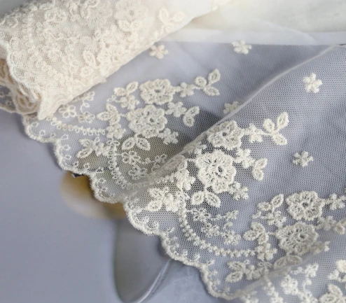 1yard Width:13cm (5.20 inch) Good Quality Flower Cotton Lace DIY Embroidery Laces for Dress Curtain Sewing Accessories(SS-4018)