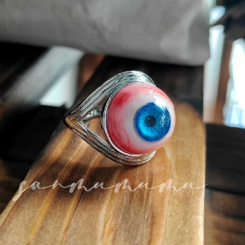 3120 Creative Handmade Rings Cthulhu Eyeball Rings Dark Punk Style Hip Hop Gothic Jewelry Halloween Artwork Customized Gifts