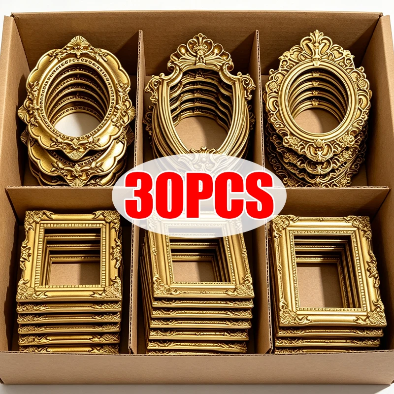 5/30pcs Vintage Resin Mini Photo Frames Wall Hanging Jewelry Scrapbooking Desktop Ornaments DIY Crafts Display Decor Accessories