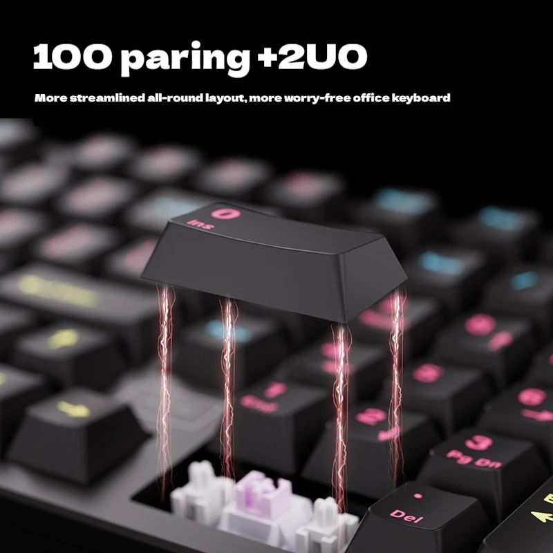 ATK V100 Mechanical Keyboard Three Mode Connection Half Aluminum Large Array Low Latency Ergonomic Design RGB Gaming Keyboard