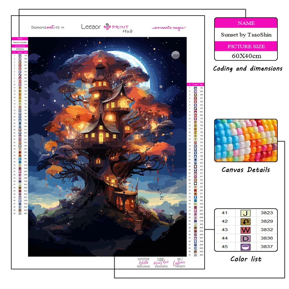 Diamond Painting Magical Tree House Picture Full Diamond Mosaic Rhinestone Embroidery Cross Stitch Kit Room Home Decoration Gift