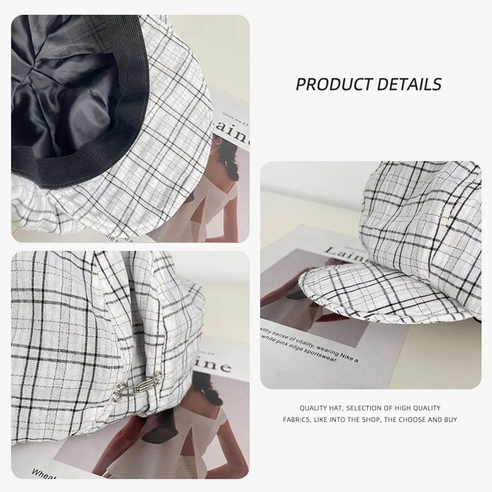 القبعات القطنية البريطانية بلون الرجعية نمط موزع الصحف القبعات قصيرة الحواف فتاة القبعات فتاة