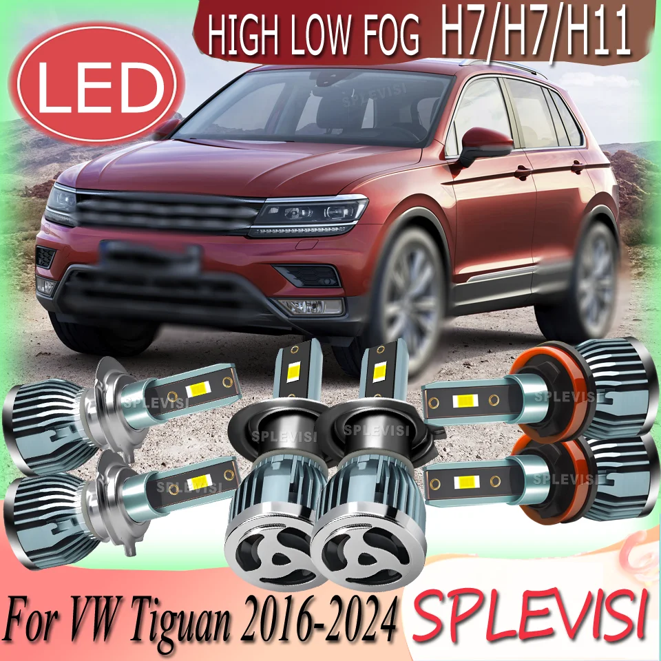 

Plug And Play Night Reliability LED Headlight high low beam foglight For VW Tiguan 2016 2017 2018 2019 2020 2021 2022 2023 2024