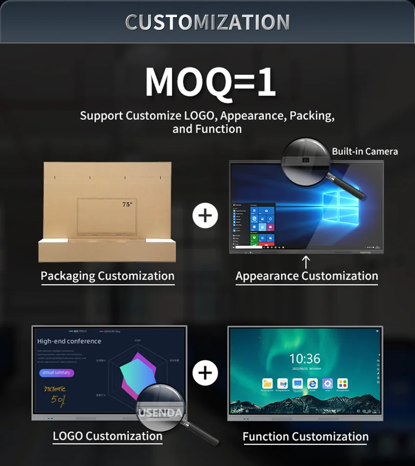 الجملة 55 65 75 86 بوصة LCD تعمل باللمس الكل في واحد PC OPS التدريس الفصول الدراسية السبورة الإلكترونية لوحة مسطحة تفاعلية #6