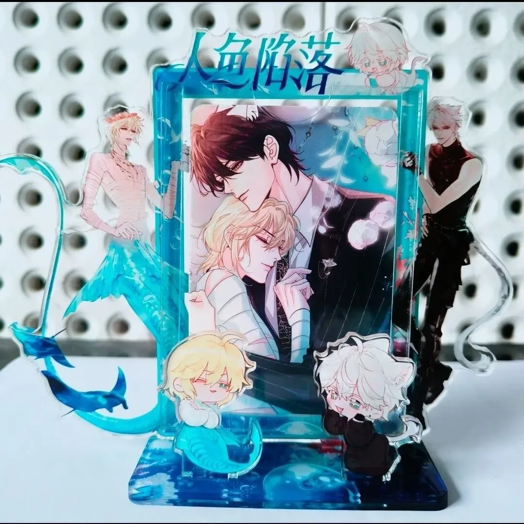 Mermaid falls, surrounded by acrylic signboard 'Bai Chu Nian Lan Bo' and exquisite card insertion signboard desktop decoration
