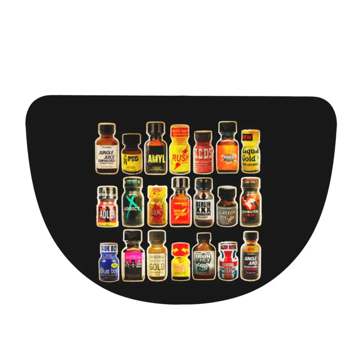Poppers Bottles Gay Rush Jungle Juice Amyl Inhaler Soft Flannel Half Round Doormat Non Slip Bathroom Mat Absorbent Floor Carpet