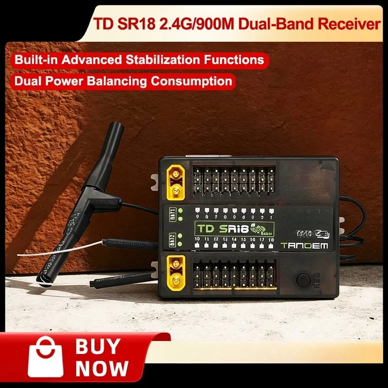 TD SR18 2.4GHz 900MHz Dual-Band Receiver with Built-in Advanced Stabilization Functions for RC Remote Control Airplane