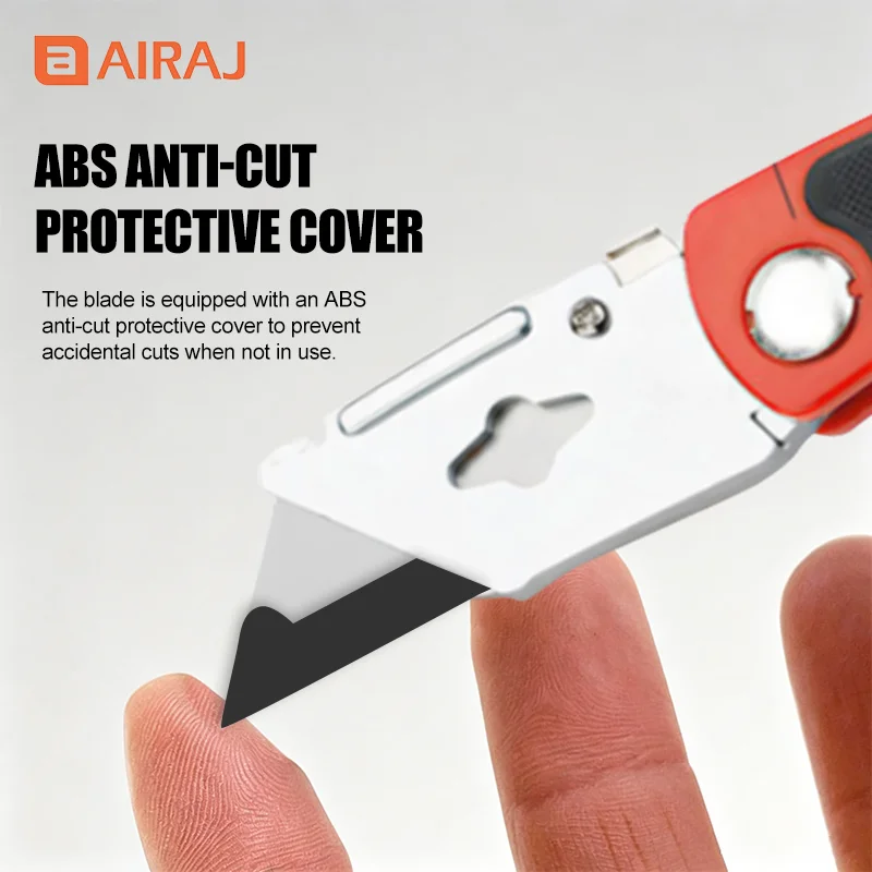 AIRAJ Folding Utility Construction Knife, Thickened Anti-Cut ABS Casing, Portable with 5 Replaceable Trapezoidal Blades