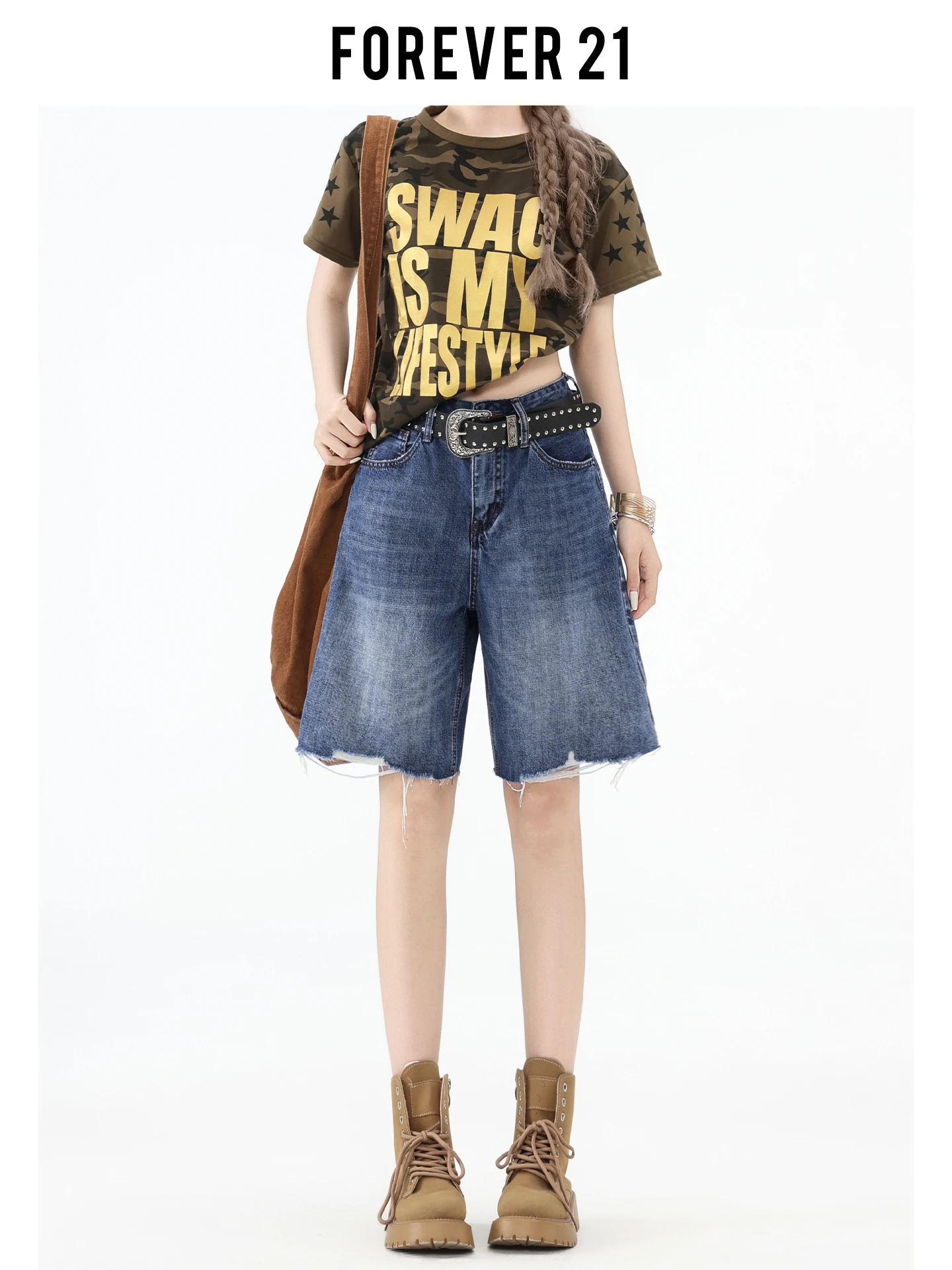 Pantalones Vaqueros Anchos de Cintura Alta Forever 21 para Mujer, Estilo Americano, Holgados, Estilizadores, de Cinco Bolsillos, para Verano