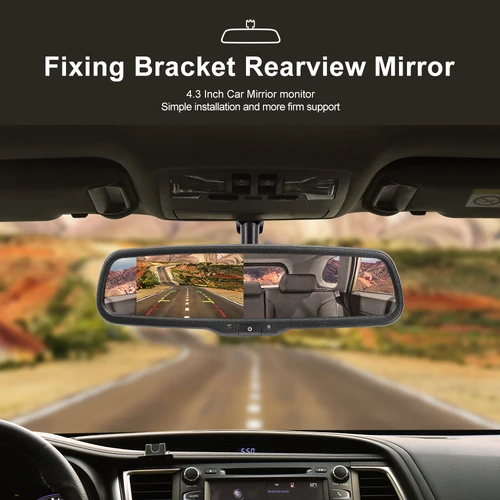 Imagen 2 del producto Monitor de espejo retrovisor de coche de 4,3 pulgadas con soporte especial Original pantalla LCD TFT de brillo automático para cámara de visión trasera