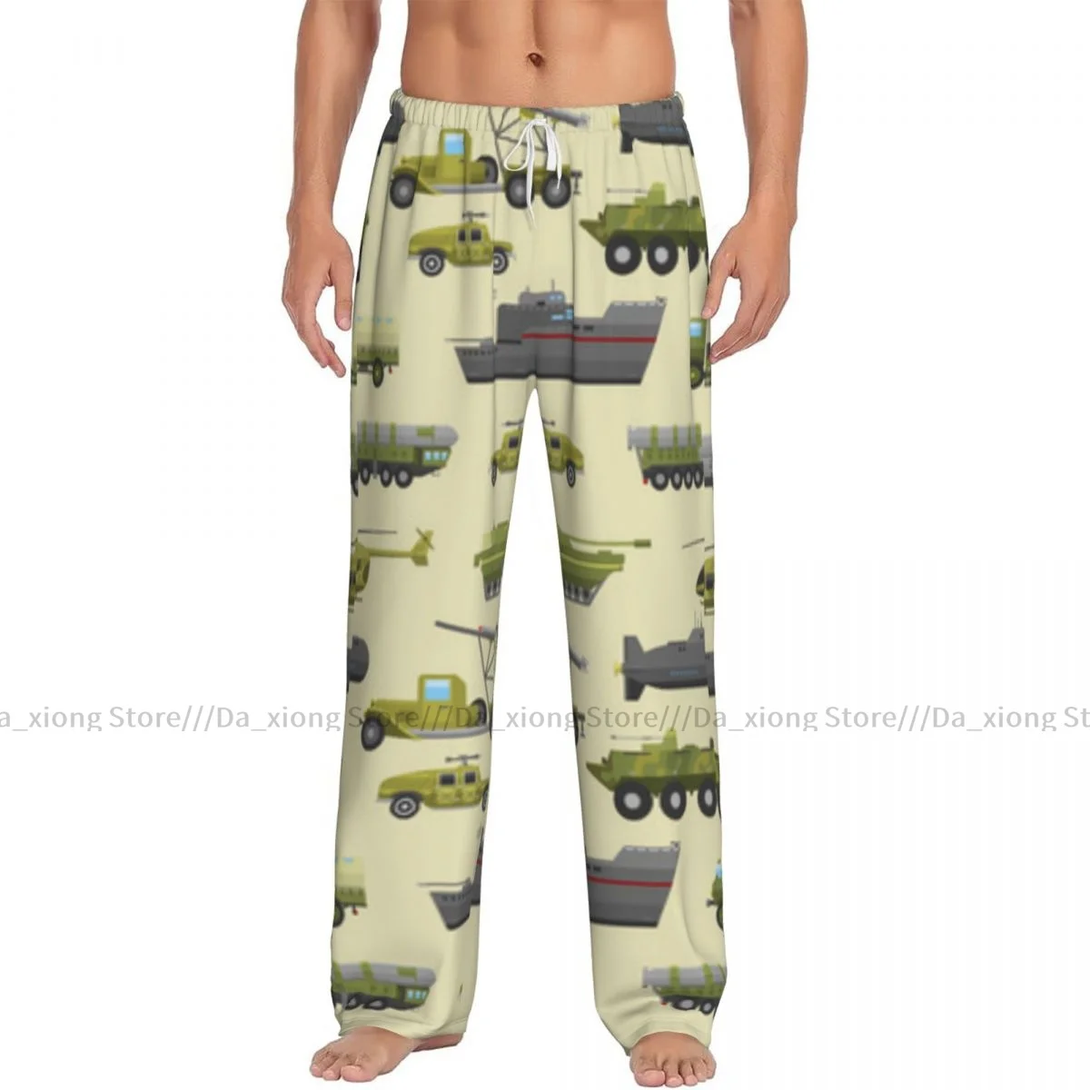 Men Sleep Bottoms Male Lounge Trousers Men's Military Trucks Pattern Pajama Pants