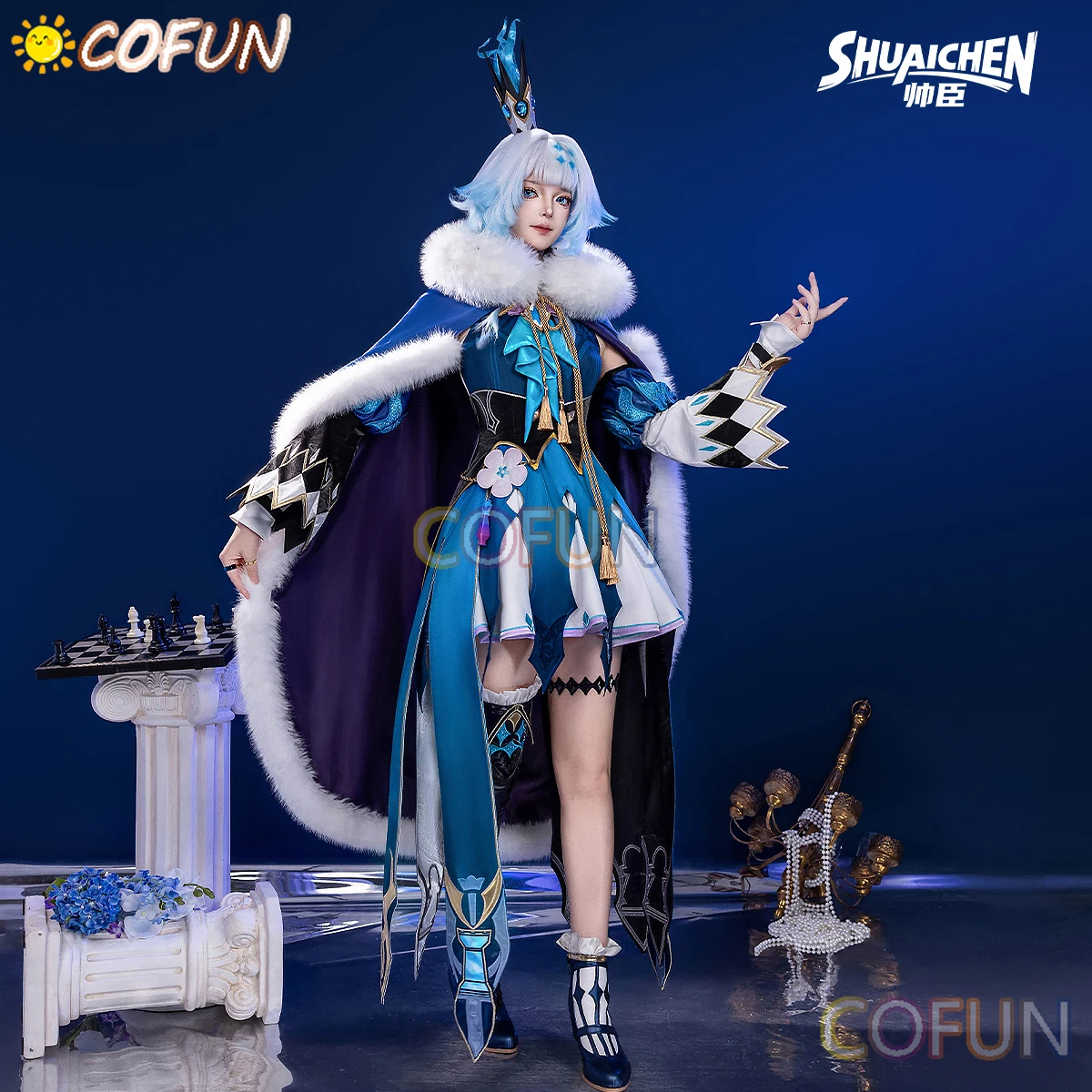 COFUN Honkai ستار السكك الحديدية Cerydra المرأة تأثيري حلي رائعة الأزرق الجناح فستان عباءة البدلة الزي لعبة حفلة الهالوين لعب دور U #1