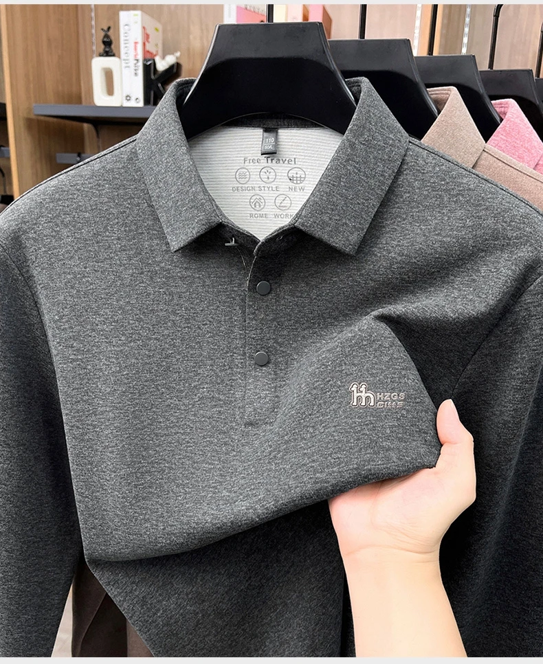 Marke Mode Buchstaben Muster Langärmel Polo-Shirt Herren Luxus Herbst Neues Leicht Komfort Geschäftsbereich Freizeit Flip-Kragen T-Shirt – Detail 13