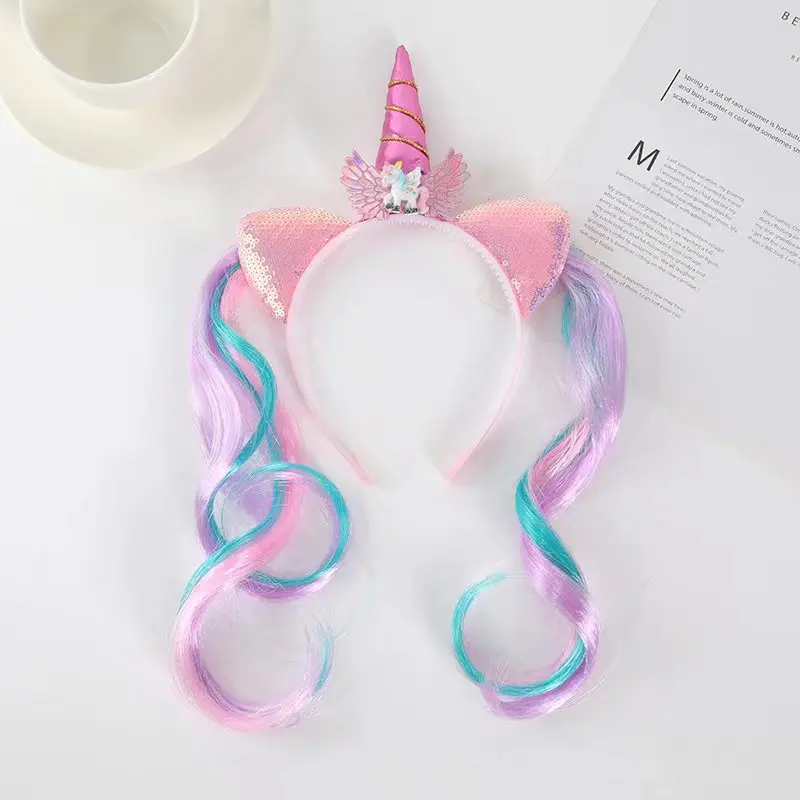 Unicorn 1st Birthday Girl Headband Baby Shower Party Cute Kids Hair Hoop Hairbands Accessories Unicorn Party Decor Headwear