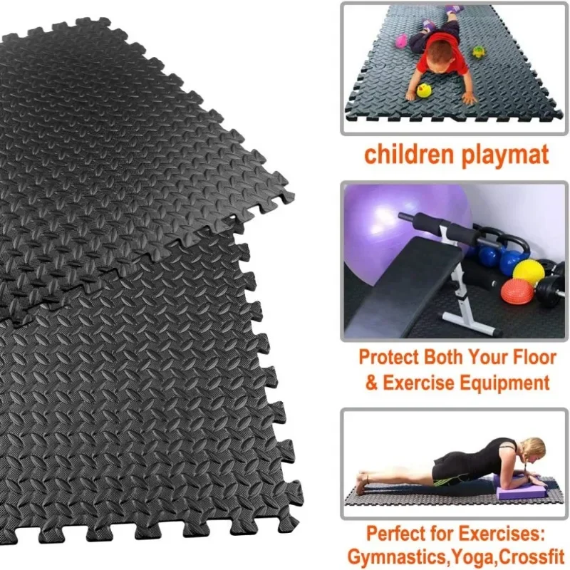 30PCS 30*30cm Sports Gym Mat Protection EVA Leaf Grain Floor Mats Yoga Fitness Non-Slip Splicing Rugs Thicken Shock Room Workout