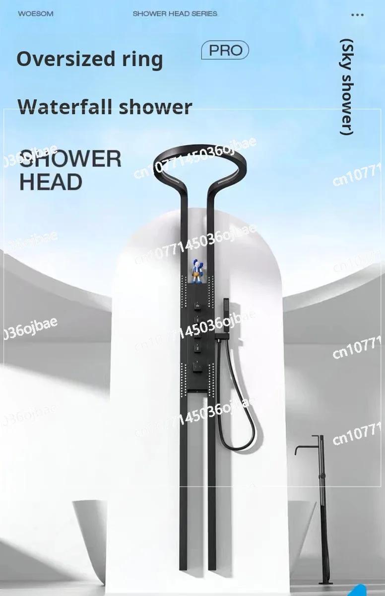 Wall Mounted Showerhead Shower Set Panel Rain Waterfall Shower Head Black Brushed Silver