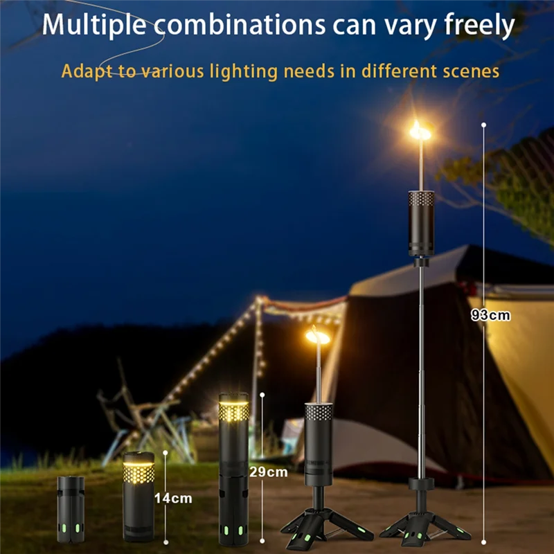 AY03-ضوء التخييم في الهواء الطلق، تلسكوبي 10000Mah مصباح خيمة التخييم القابلة لإعادة الشحن للخارجية، ضوء العمل، الطوارئ، إصلاح السيارات