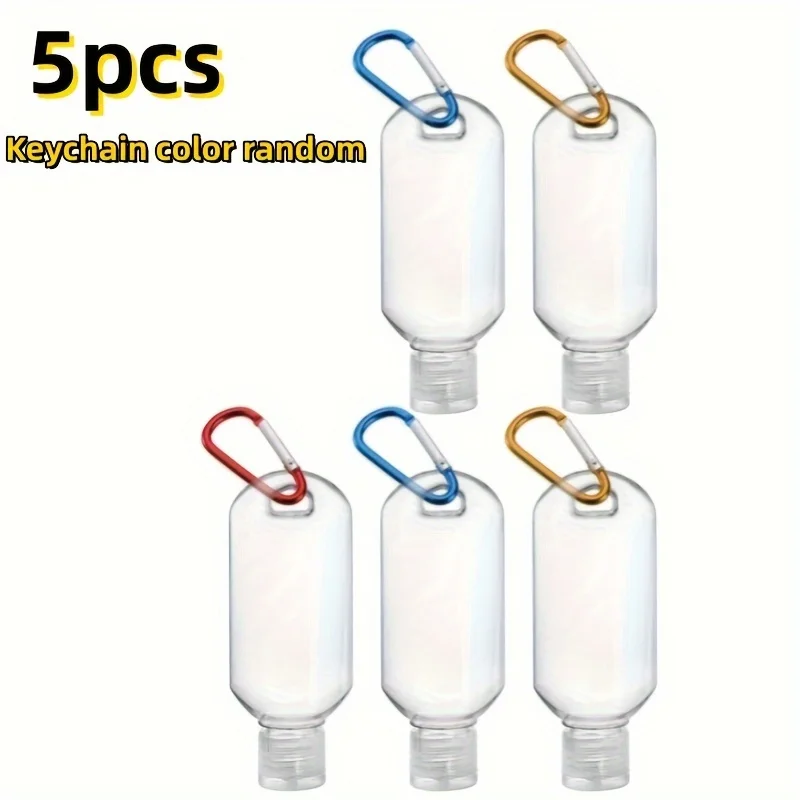 5pcs Leak-Proof Travel Squeeze Bottles with Keychains - 30ml Refillable, Portable Containers for Hand Sanitizer Toiletries