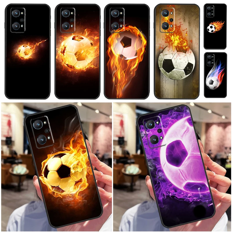 Fire Football Soccer Ball For OPPO Realme C33 C55 C35 C31 C30 C21Y C25 C11 C15 GT Neo 5 3T 2T 8 9 10 11 Pro Plus Case