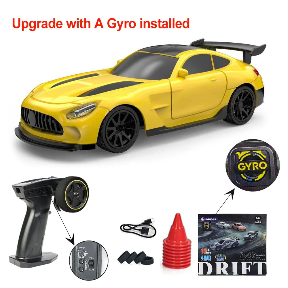 Verbeterde Gyro 1/43 RC Drifting Car Racing RTR 4WD Hoge Snelheid Radio Control Model 2.4G Drift Race Voertuig mini Geschenken
