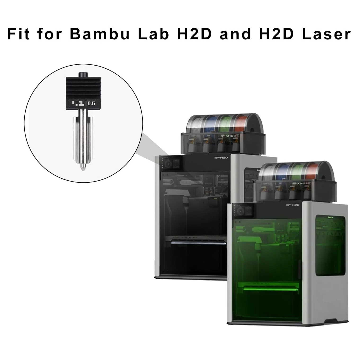 ل Bambu Hotend H2D فوهة ل P2S / H2D الليزر تصلب الصلب الساخن نهاية التبديل السريع فوهة لأجزاء طابعة Bambu H2D / P2S ثلاثية الأبعاد #2