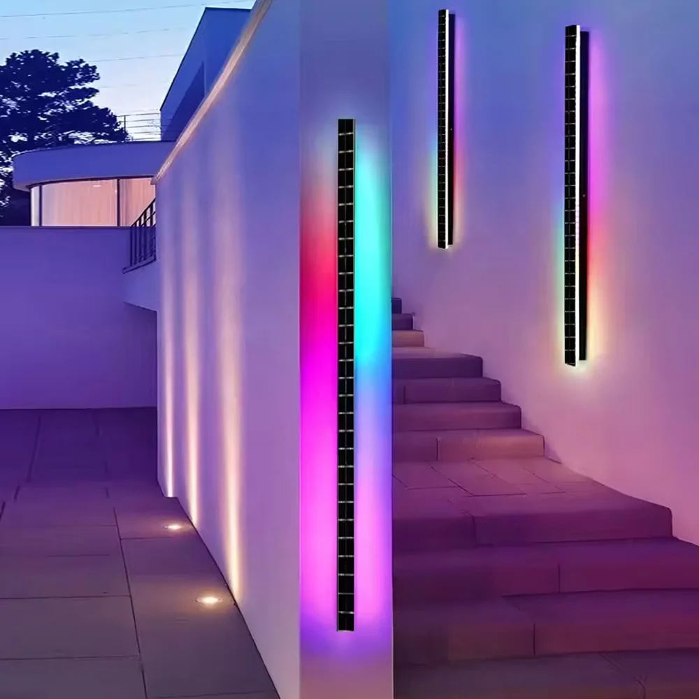 

Solar RGB colourful light Outdoor long wall strip light Acrylic IP65 waterproof wire wall light