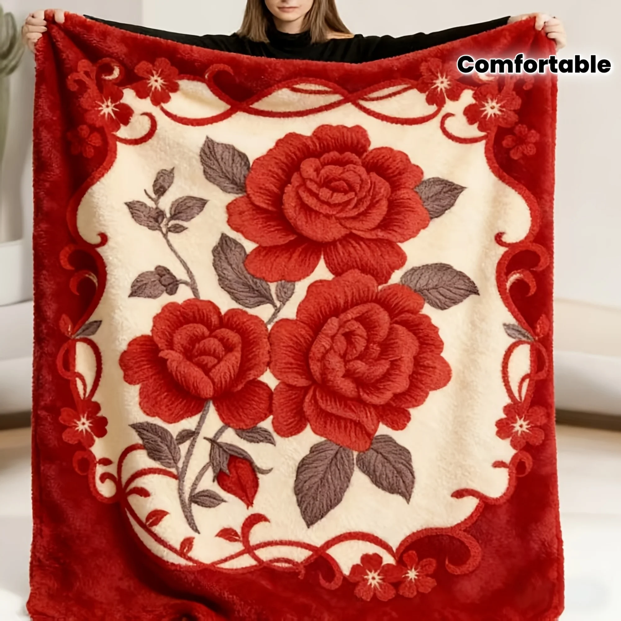A Must-Have Flannel Blanket for Winter, Breathable, Snug, And Elegantly Festive, Suitable for Use All Year Round, with One Side