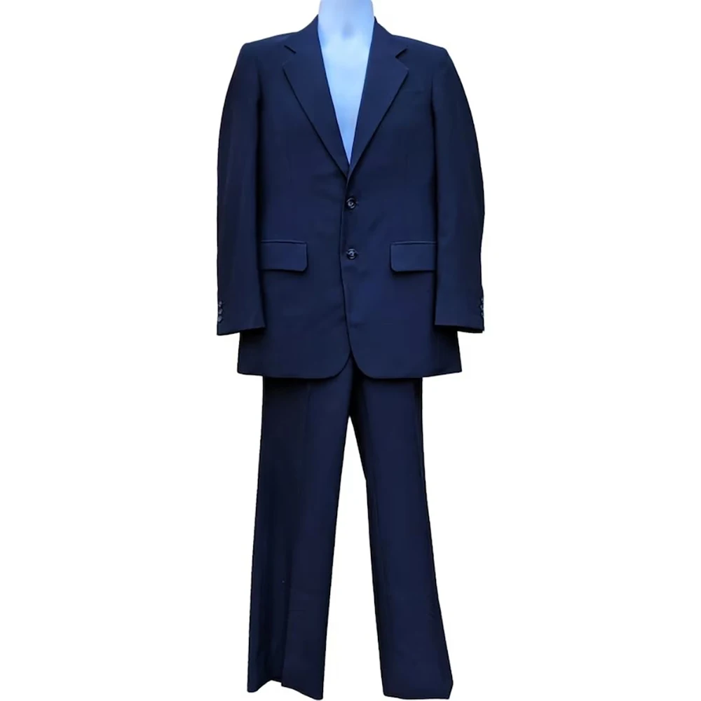

STEVDITG Navy Blue Men's Suits Single Breasted Two Button Notched Lapel Elegant Full Set 2 Piece Jacket Pants Ropa Hombre Tailor