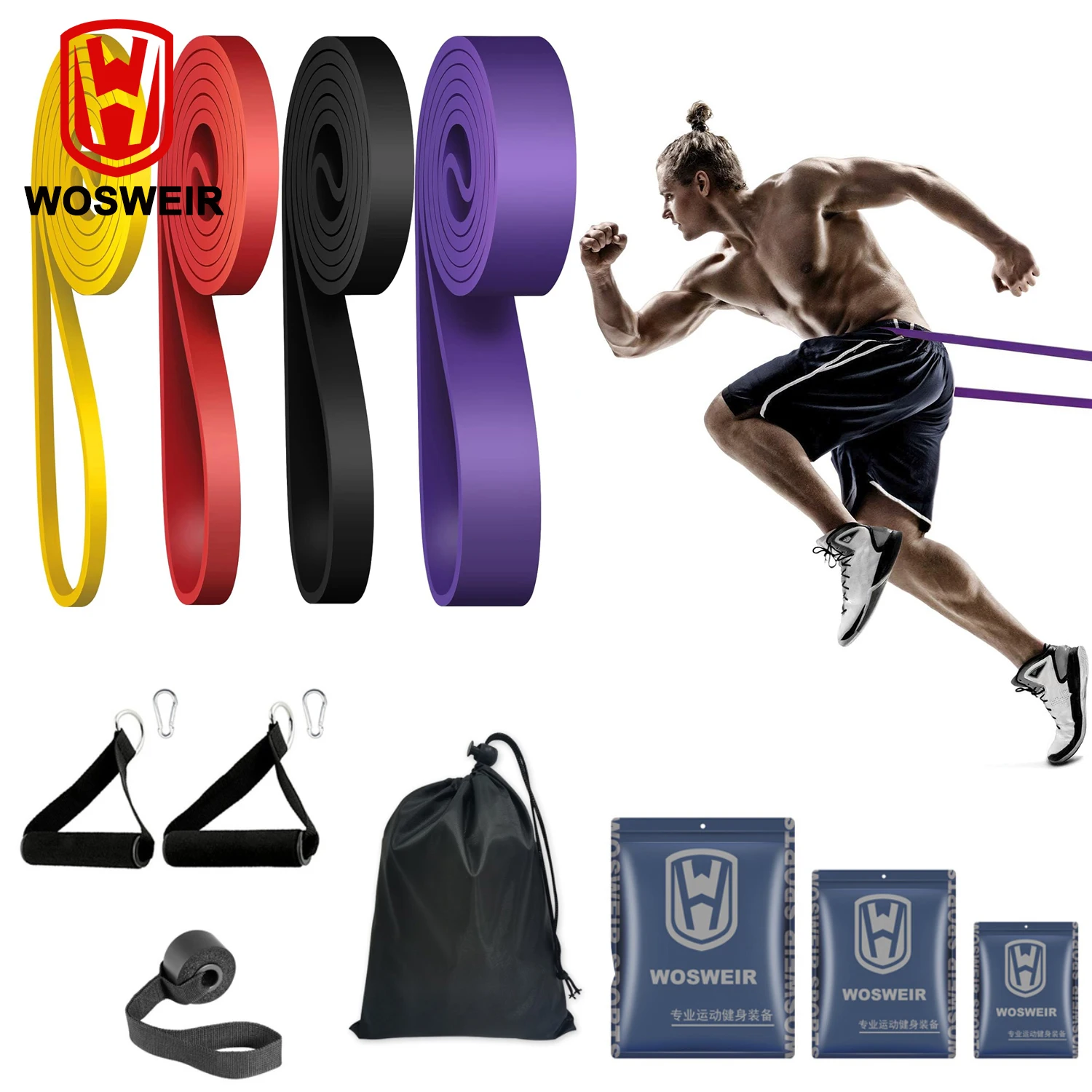 WOSWEIR-Elastic Training Gum Resistance Bands Gym Home Fitness Expander Yoga Pull Up Assist Rubber Crossfit Workout Equipment