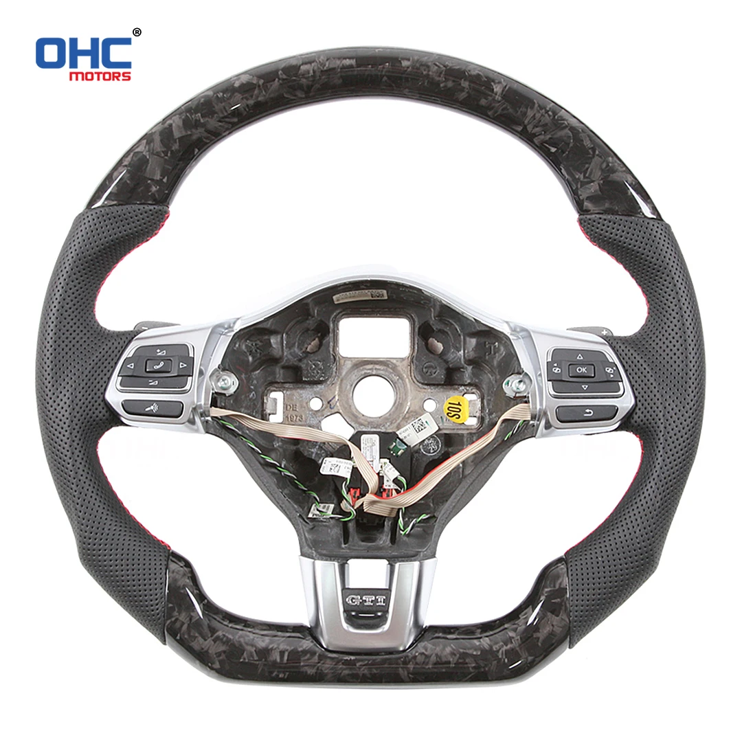 OHC Motors Customized 100% Real Carbon Fiber Leather Alcantara Steering Wheel Fit for Volkswagen 08-12 VW Golf 6 GTI GTD MK6 GLI