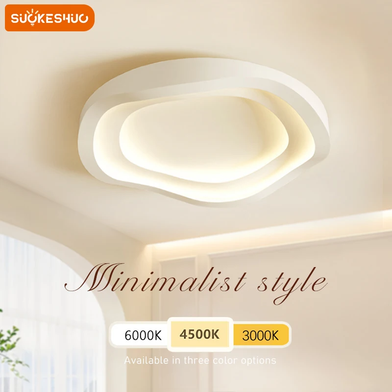 

Modern LED Bedroom Ceiling Lamp Full Spectrum Eye Protection Made Of Acrylic Material 220V Cream Style Room Study Lampara Techo