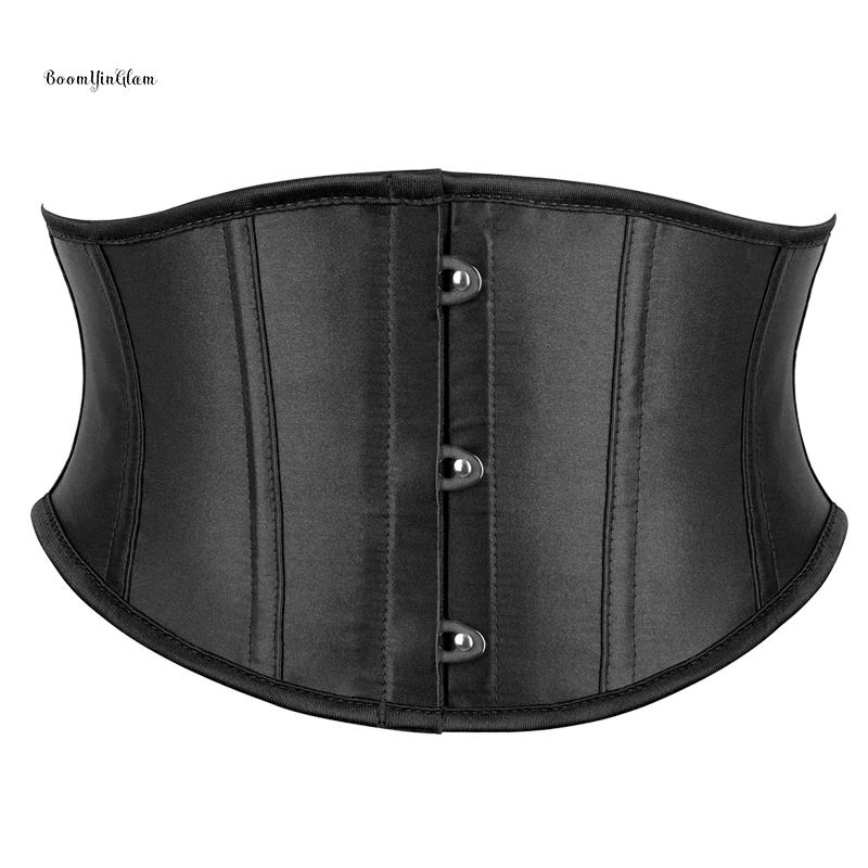 短いアンダーバストコルセット,サテン,茶色のベルト,ウエストトレーナー,3つのバス